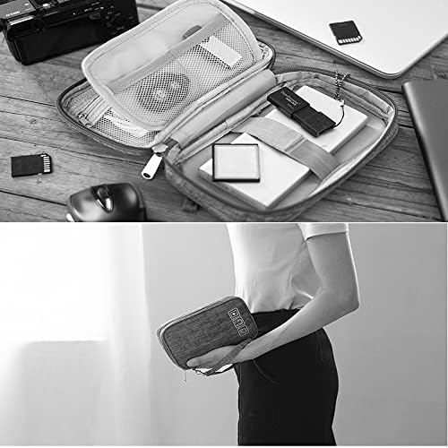 Small Electronic Accessories Organizer, Handhled Acopton Universal Compact Travel Digital Accessories Storage Bag for Portable Charger, Cables, Earphone, Cord, SD Card, Phone (Black) - Image 5