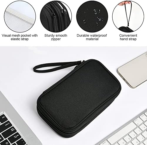 External Hard Drive Case, Universal Cable Organiser With Inner Compartments and Mesh Pockets, Portable Electronics Accessories Bag, Black Travel Carrying Case (L) - Image 4