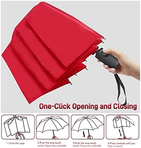 NINEMAX Compact Umbrella Windproof Strong,Travel Small Folding Umbrella Automatic Double Canopy for Women Men - Image 5