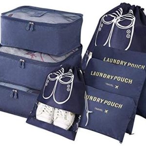 Vicloon Packing Cubes, 8 PCS Travel Organiser Bags Luggage Organizers with Shoe Bag for Clothes Suitcase Shoes (Blue)