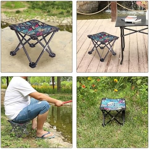 Portable Folding Camping Stool, Mini Lightweight Outdoor Collapsible Slacker Chairs Seat, Collapsible Camp Stool for Fishing Picnic, Beach BBQ, Travel and Hiking with Carry Waterproof Pocket - Image 6