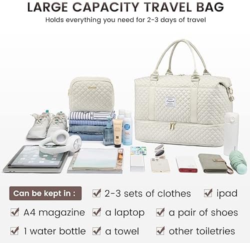 LOVEVOOK Travel Bag for Women With Shoe Compartment - Weekend Overnight Carry-on Duffel With Toiletry Bag - Waterproof Holdall for Gym, Sports, Vacation - Ryanair EasyJet Cabin Hand Luggage - Image 6