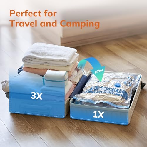 Vacuum Compression Storage Bags for Clothes - 12 Pack Reusable Space Saver Bags with Wireless Electric Air Pump for travel (3 Large + 3 Medium + 3 Small + 3 X-Small) - Image 4