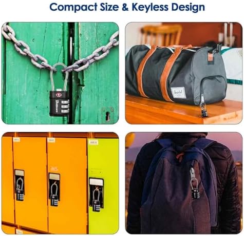 2 Pack TSA Approved Luggage Locks, Combination Travel Cable Lock, 3-Digit Waterproof Padlock, Zinc Alloy Outdoor Keyless Resettable Lock for Travel, Lockers, Bags, Backpack, Gym, Gate-by Brillirare - Image 7