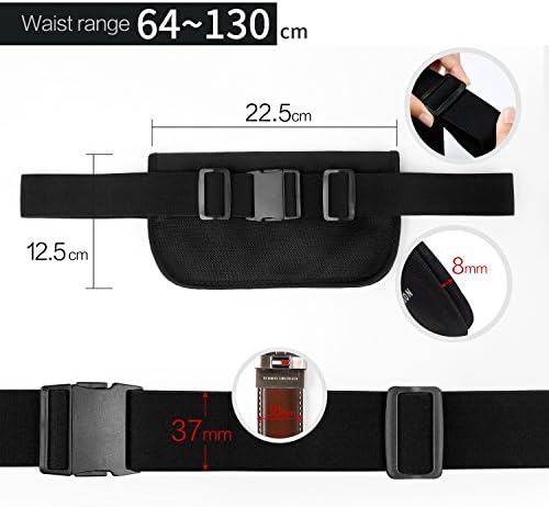 MYCARBON Travel Money Belt RFID Against Invisible Theft Secret Wallet Hidden Under Clothes Belt Wallet Security Travel Pouch Waist Bumbag for Money,Cards,Passports,Phone up to 6" (Black) - Image 7
