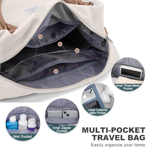 for Easyjet Airlines Underseat Cabin Bag 45X36X20 Weekend Overnight Carry on Holdall for Women Travel Duffel Sport Gym Tote Mum Hospital Bags with Wet Pocket,E10-beige Brown - Image 7