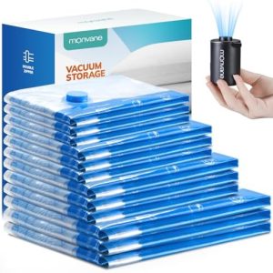 Vacuum Compression Storage Bags for Clothes - 12 Pack Reusable Space Saver Bags with Wireless Electric Air Pump for travel (3 Large + 3 Medium + 3 Small + 3 X-Small)