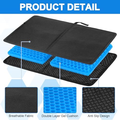Gel Seat Cushion, Portable Travel Seat Cushion, Folding Gel Cushion for Sitting, Office Chair Cushion for Office Car Airplane Wheelchair, Pressure Relief Cushions for Traveling Bleachers Camping - Image 3
