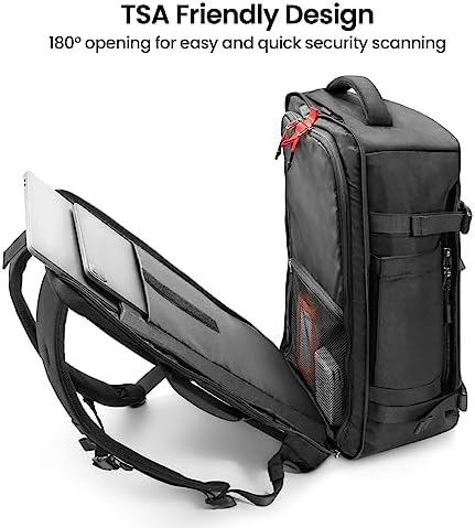 tomtoc Travel Backpack 40L, TSA Friendly Flight Approved Carry-on Luggage Hand Water-resistant Lightweight Business Rucksack, Durable Large Weekender Bag Daypack Fits 17.3 Inch Laptop, PFAS Free - Image 3