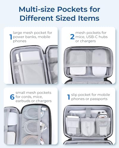 bagsmart Electronics Organizer Travel Case, Cable Organiser Pouch, Travel Essentials, Tech Organiser, Travel Accessories Bag for Charging Cable, Flash Drive, Power Bank, USB, Black - Image 4