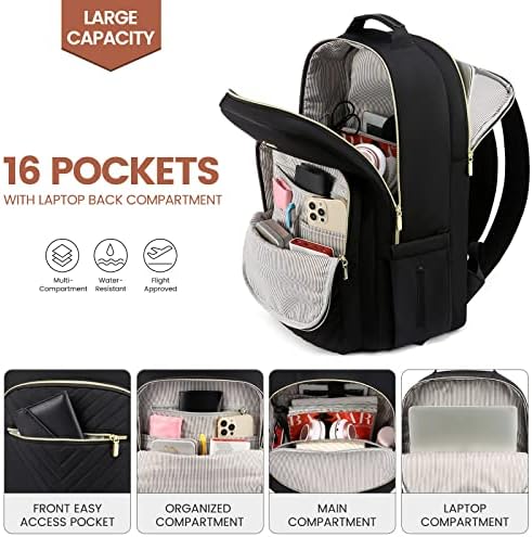 LOVEVOOK Laptop Backpack for Women 15.6 Inch, Womens Backpack for Work Business Travel School College With USB Port, Lightweight Back Pack Computer Laptop Rucksack-Black - Image 2