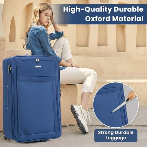 29" Large Suitcase Super Lightweight Luggage Combination Lock 20% Expandable 2 Wheel Soft Shell Check in Luggage for 23kg - Image 7