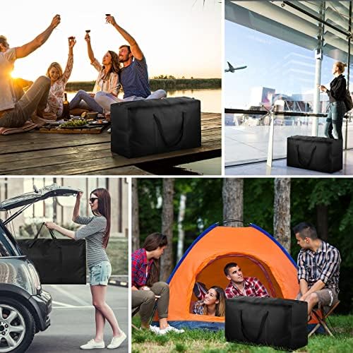 4 Pack Extra Large Travel Duffle Bag, Foldable Waterproof 600D Oxford Cloth Heavy Duty Holdall Bags for Men Women, Strong Moving Boxes for House, Luggage Bags 96L (Black) - Image 6