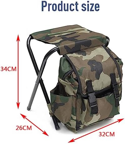Fishing Stool Folding Camping Chair with Backpack Waterproof Portable Rucksack with Seat 100kg Max Load for Hiking Fishing Picnic Travel - Image 2