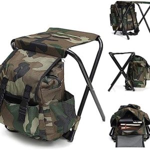 Fishing Stool Folding Camping Chair with Backpack Waterproof Portable Rucksack with Seat 100kg Max Load for Hiking Fishing Picnic Travel