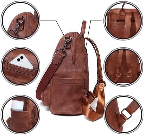 Women PU Leather Backpack Waterproof Casual laptop bag School Shoulder Bag for Ladies - Image 4