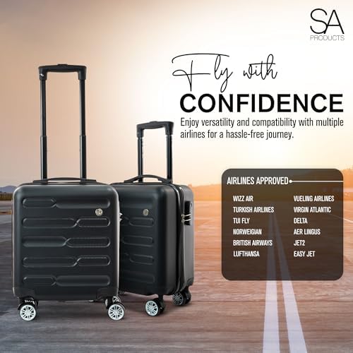 Cabin Suitcase, Easy Jet 45x36x20 Cabin Bag | Lightweight, Telescopic Handle, Hard Shell Small Carry on Suitcase with Wheels | Travel Luggage (Black) - Image 5