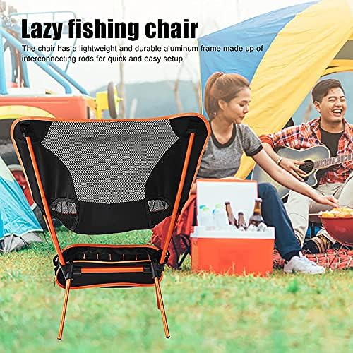 Portable Folding Camping Chair, Compact Collapsible Backpacking Chair Beach Chair with Carry Bag for Outdoor Hiking Fishing Picnic (Orange) - Image 4