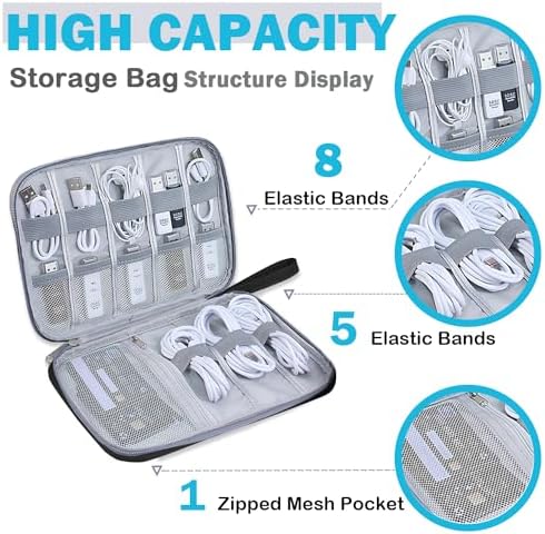 YUNYU Electronics Accessories Organizer Bag, Carry Travel Gadget Bag, Electronics Accessories Bag, Bag Travel Electronics, for USB Cable Drive(Black) - Image 4