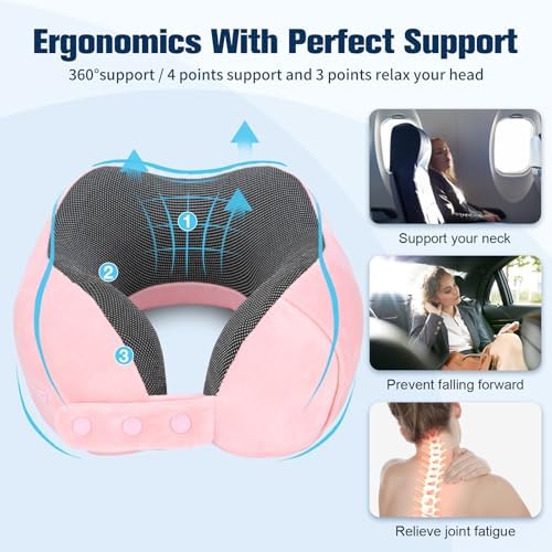 Travel Pillow for Airplane, Neck Pillow for Travel, Memory Foam Travel Neck Pillow for Adults, Adjustable & Compact Flight Pillow, Ergonomic Neck Cushion, With Ear Plugs, Eye Mask, Carry Bag - Image 8