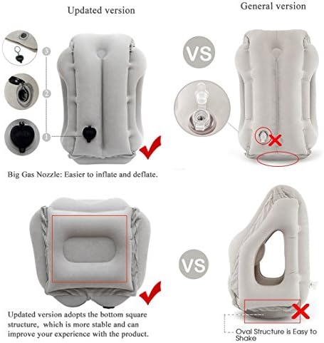 Inflatable Travel Pillow 3rd Generation Neck and Head Support Pillow, Travel Pillow for Sleeping on Office Train Car Airplane (Grey) - Image 5