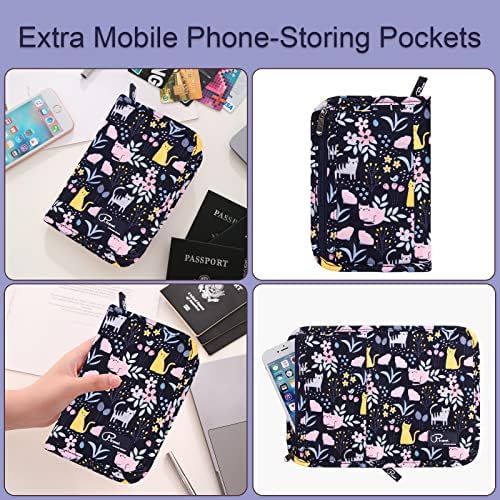 Travel Passport Wallet, Family Passport Holder Document Organizer - Cat Printed - Image 4