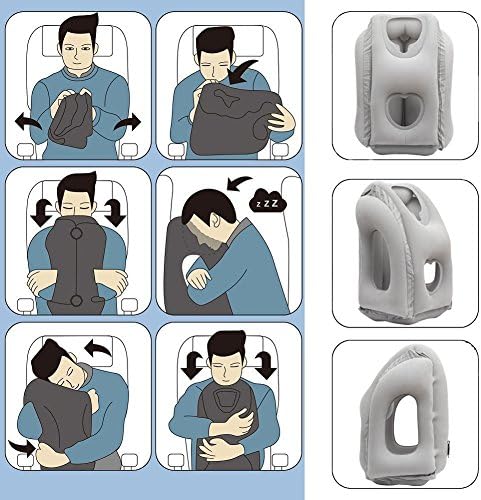 Inflatable Travel Pillow 3rd Generation Neck and Head Support Pillow, Travel Pillow for Sleeping on Office Train Car Airplane (Grey) - Image 7