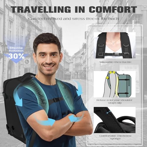 Cabin Bags 40x20x25 for Ryanair, Small Underseat Carry On Travel Backpack Casual Hand Luggage Flight Loptop Bags for Women Men Cabin Size Rucksack - Image 4