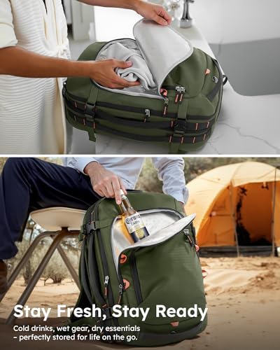 Tolaccea 35-45L Travel Laptop Backpack, Carry On Backpacks,Travel Rucksack Cabin Size, TSA Friendly Flight Approved Hand Luggage Backpacks Fit 15.6 Inch Laptop, Business Rucksack (Army Green) - Image 5
