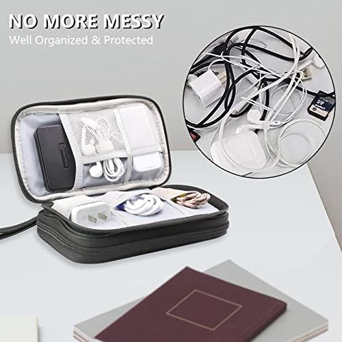 Teskyer Electronics Accessories Organiser Bag, Waterproof Cable Organiser Bag, Travel Gadget Bag, Holiday Essentials for Men Women, 8.5 x 5 Inch, Black - Image 2