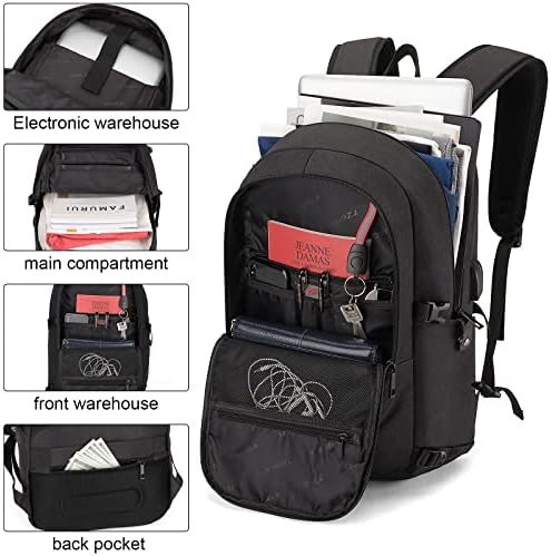 Tzowla Laptop Travel Backpack Mens Womens Water Resistant Anti-Theft Bag with USB Charging Port and Lock 15.6 Inch Computer Business Backpacks for School Work College Gift,Casual Daypack-Black - Image 4
