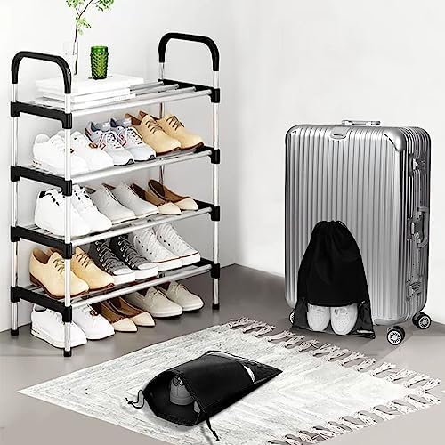 GAOHAN 10 Pcs Travel Shoe Bag,Shoe Bags,Shoe Bags for Travel,Drawstring Non-Woven Shoes Storage Bags with Transparent Window for Daily and Travel Use(Black) - Image 6