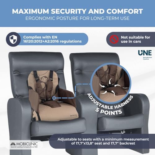 Mobiclinic® Kids, Travel Booster Seat, Monkey, Portable High Chair, Travel High Chair, 6 to 36 Months, Up to 15 kg(33 lb), Foldable, with Storage, Baby High Chair, Baby Seat, Colour Beige - Image 6