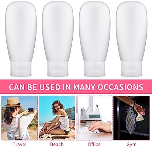 Thinp 4 Pack Travel Bottles for Toiletries, 60ml Portable Leak Proof Travel Containers for Toiletries Travel Toiletry Bottles Refillable Squeeze Bottles for Shampoo Body Lotion Bath Shower Gel - Image 6