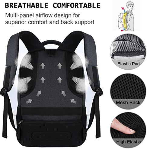 marcello Laptop Backpack with USB Charging&Headphone Port,Anti-Theft Business Backpack with Breathable Padded Shoulder Strap,Water Resistant Computer Rucksack for School/Work/Travel - Image 5