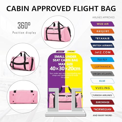 40X30X20 Wizz Air Cabin Bag Carry On Hand Luggage Flight Bag Small Underseat Luggage Lightweight Travel Bag Duffle Holdall - Image 2