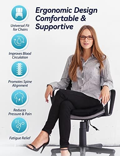 Travel Ease Ergonomic Seat Cushion, Premium Gel Memory Foam Chair Pad with Anti-Slip Base for Long Hours Sitting Comfort, Hip Support Pillow for Office Chair, Car Seat, Gaming Chair (Black) - Image 8