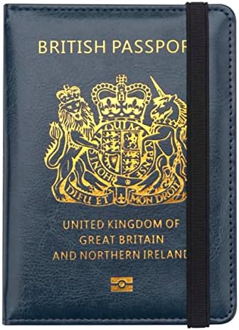Passport Holder Cover Travel Wallet Organiser, Passport Case with RFID Blocking, PU Leather Travel Document Holder for Passport, Business Cards, Credit Cards, Boarding Passes (Blue)