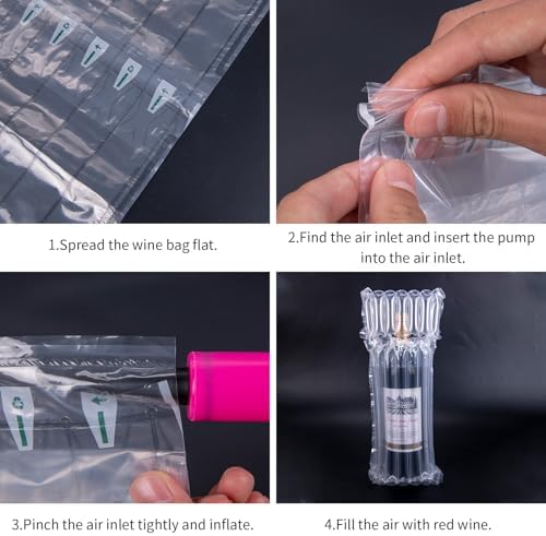 11pcs Wine Bottle Protectors,Bubble Wrap Bags,Inflatable Column Packaging Air Bags, Wine Bags Wine Bottle Packaging, Reusable for Luggage, Airplane, Travel, Transport Inflatable Bag, with Free Pump - Image 3