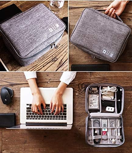 HCFGS Travel Cable Organiser Bag, Electronics Accessories Organizer Bag, Universal Carry Travel Gadget Bag for Cables, Power Bank,USB Drive, Charger Hard Disk (Gray) - Image 7