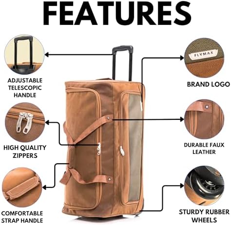 30" Large Suitcase Faux Leather Lightweight Luggage Travel Trolley 100L - Image 2
