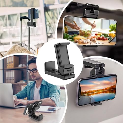 Airplane in Flight Phone Holder, 360° Rotatable Universal Desk Stand Compatible with iPhone/Galaxy Android Phones, Portable Adjustable Mount Travel Essential for Plane,Train,Work (B-Black 2pcs) - Image 5
