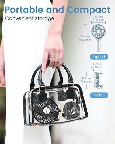 EasyAcc Handheld Fan Portable USB Fan 3 Speeds [Lifetime Service] 180° Foldable Powered Personal Mini Electric Fan With Rechargeable Battery Folding Adjustable Speeds Fan Home Travel Outdoor Black - Image 6