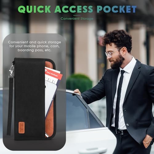Travel Wallet, Family Passport Holder, RFID Blocking Travel Accessories Organizer for Tickets, Cards, Cash, Holiday Essentials Case Cover for Man & Woman - Image 7