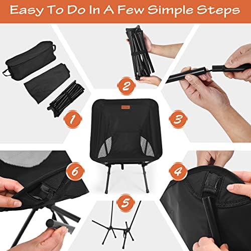 Rainberg Ultra Lightweight Camping Chair, Folding Chair, Camping Chairs for Adults, Foldable Garden Outdoor Picnic BBQ Chairs. (Pack of 1, Black) - Image 5