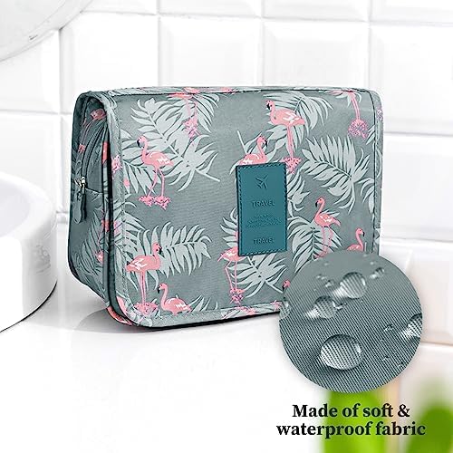 Hanging Toiletry Bag, Travel Wash Bag Womens Cosmetic Bag Waterproof Shaving Bag Toiletries, Shower Bathroom with Handle (Flamingo) - Image 5