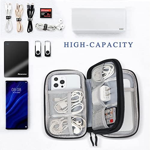 Simpolor Cable Organiser Bag, Double-Layer Electronics Accessories Bag Organiser for Cables, Universal Carry Travel Gadget Bag for Cables, Power Bank, USB Drive, Charger Hard Disk - Black - Image 4