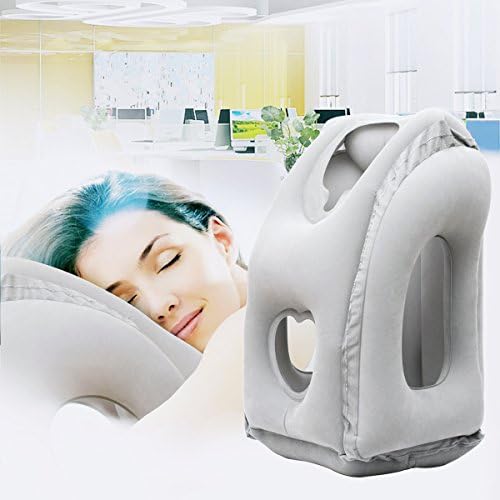 Inflatable Travel Pillow 3rd Generation Neck and Head Support Pillow, Travel Pillow for Sleeping on Office Train Car Airplane (Grey) - Image 2