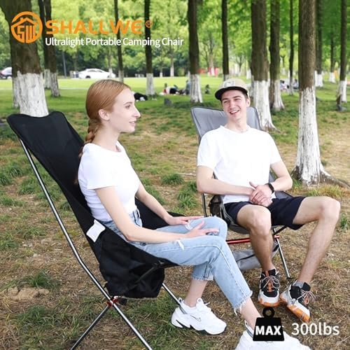 SHALLWE Ultralight High Back Folding Camping Chair, Upgraded All Aluminum Frame for Adult, Built-in Pillow, Side Pocket & Carry Bag, Compact & Heavy Duty for Outdoor Backpacking(Silver) - Image 4