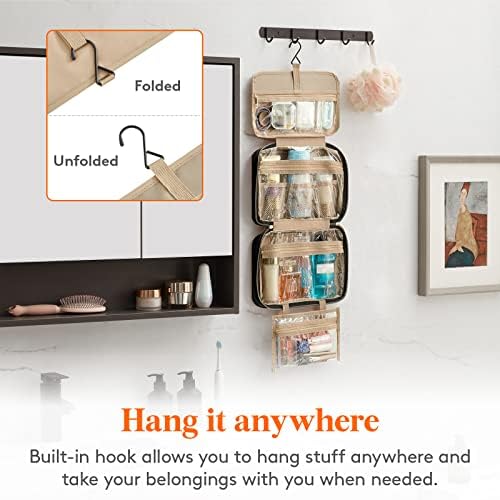 Lifewit Travel Toiletry Bag, Large Hanging Makeup Bag Organizer for Women, Transparent Travel Cosmetic Bag with Hanging Hook for Full Size Bottles, Vacation Essentials, Medium, Black - Image 6